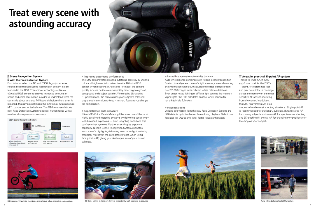 Nikon specifications Versatile, practical 11-point AF system, D90s Scene Recognition System 