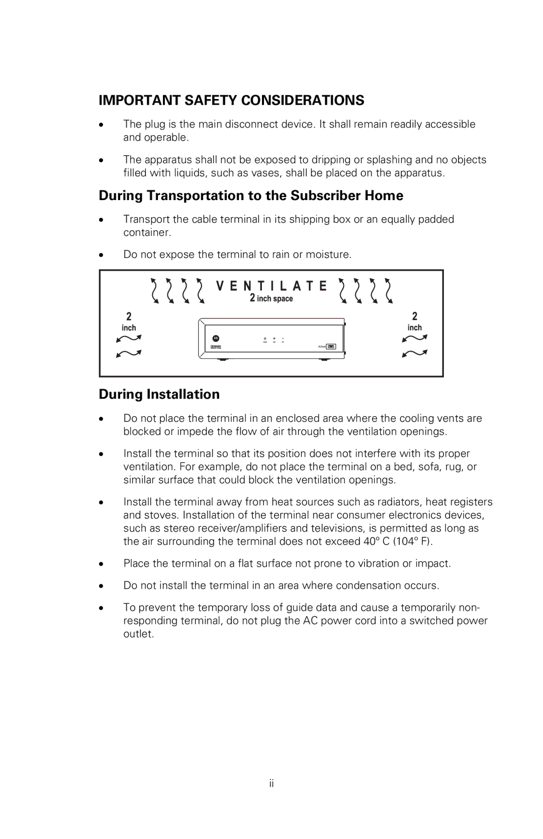 Nikon DCX3200 manual Important Safety Considerations, During Transportation to the Subscriber Home 