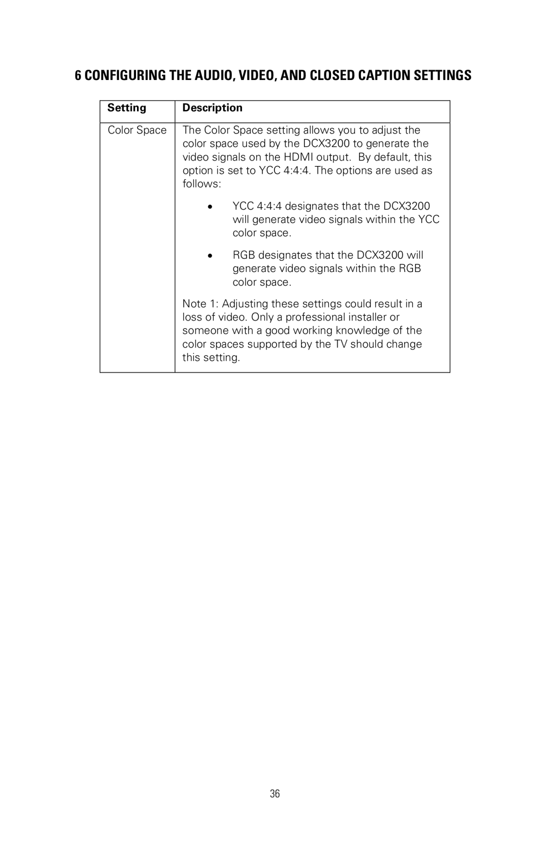 Nikon DCX3200 manual Configuring the AUDIO, VIDEO, and Closed Caption Settings 