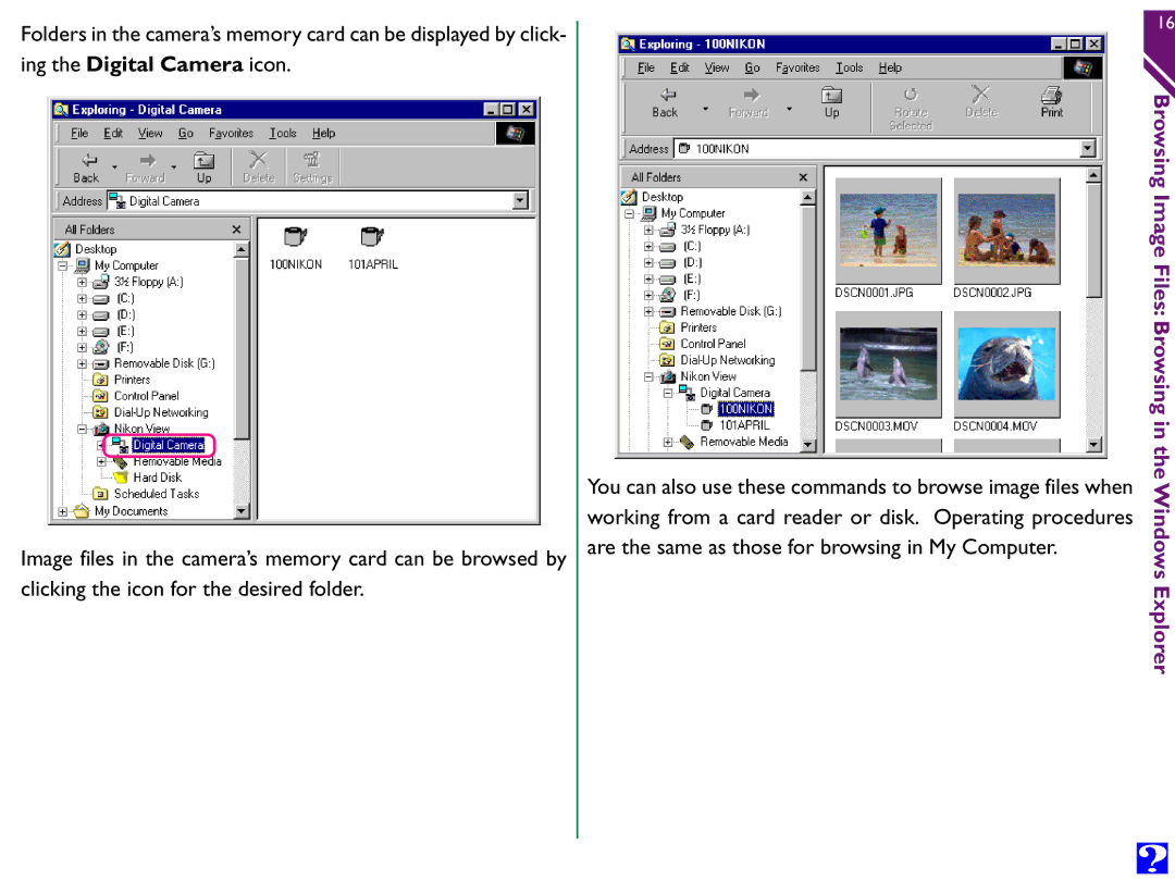 Nikon Digital Cameras manual Windows Explorer 