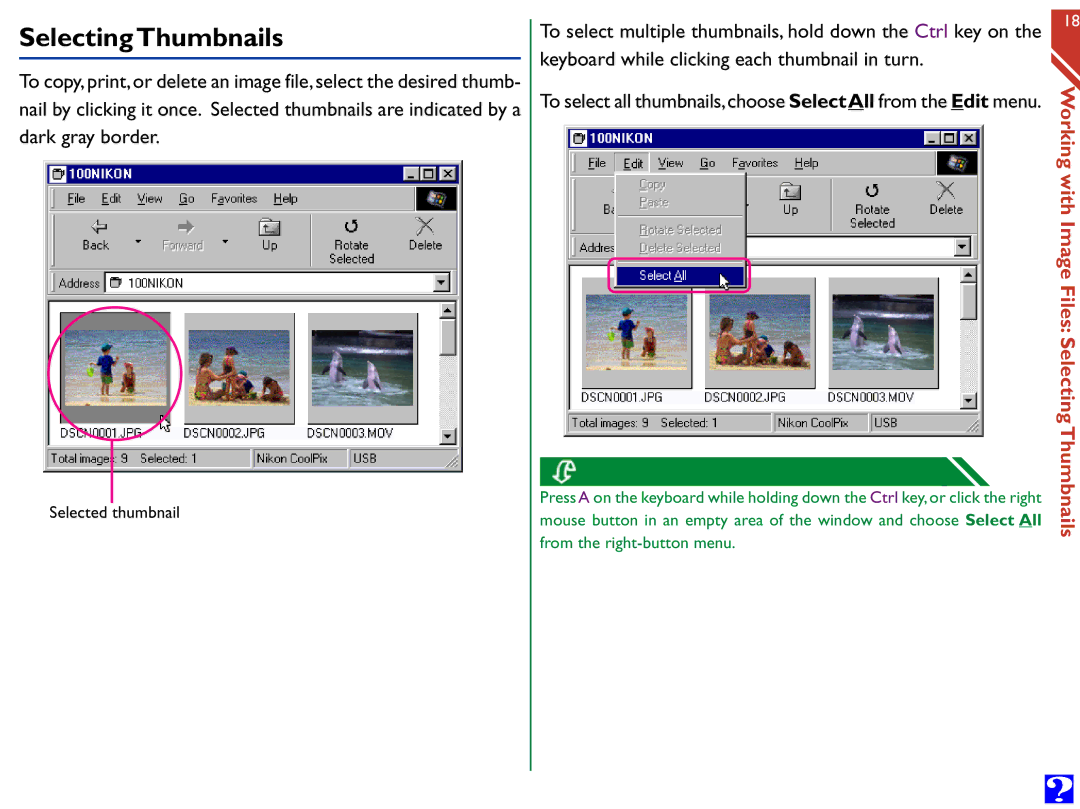 Nikon Digital Cameras manual Selecting Thumbnails 