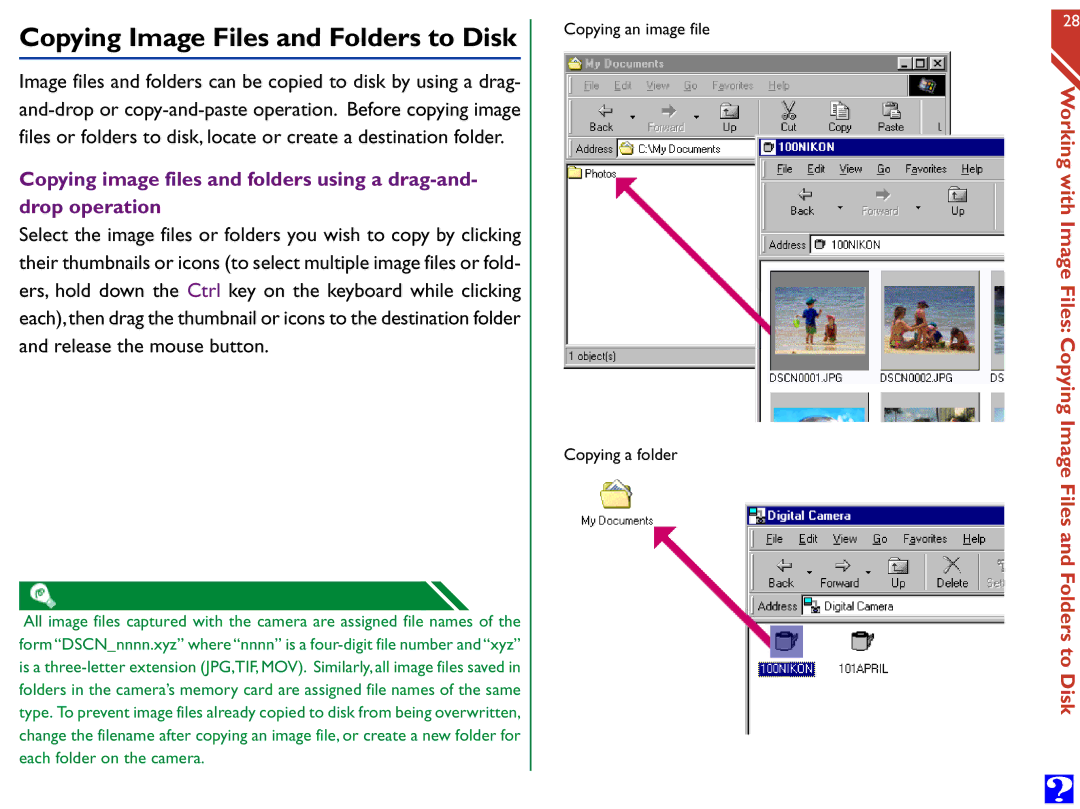 Nikon Digital Cameras manual Copying Image Files and Folders to Disk, Copying Image Files Folders to Disk 