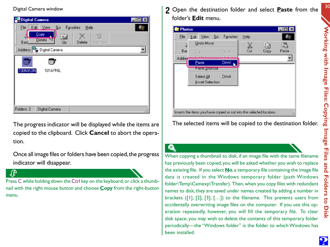 Nikon Digital Cameras manual Selected items will be copied to the destination folder 