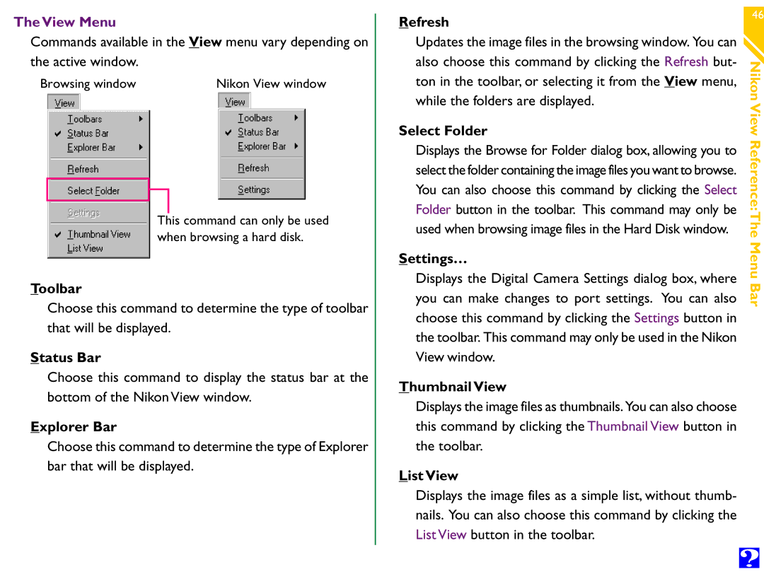 Nikon Digital Cameras manual View Menu 