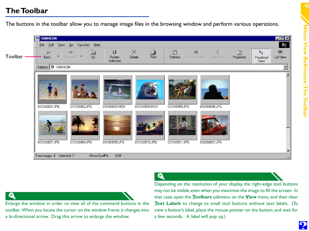 Nikon Digital Cameras manual Toolbar 