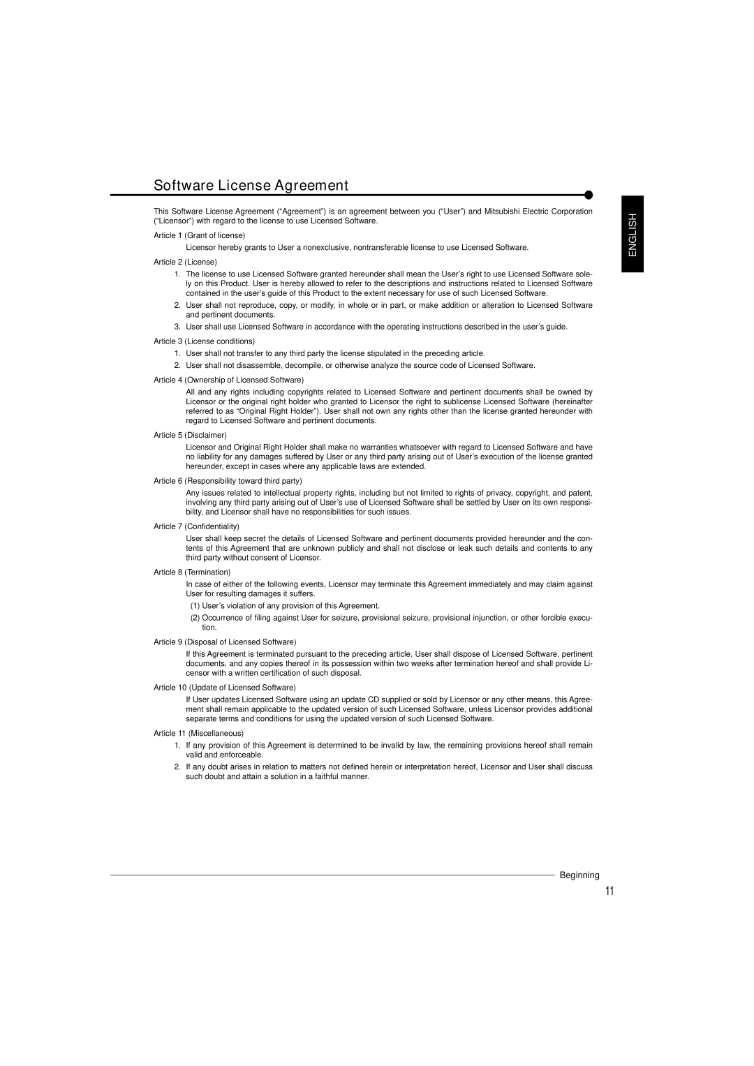 Nikon DX-TL5716E user manual Software License Agreement 