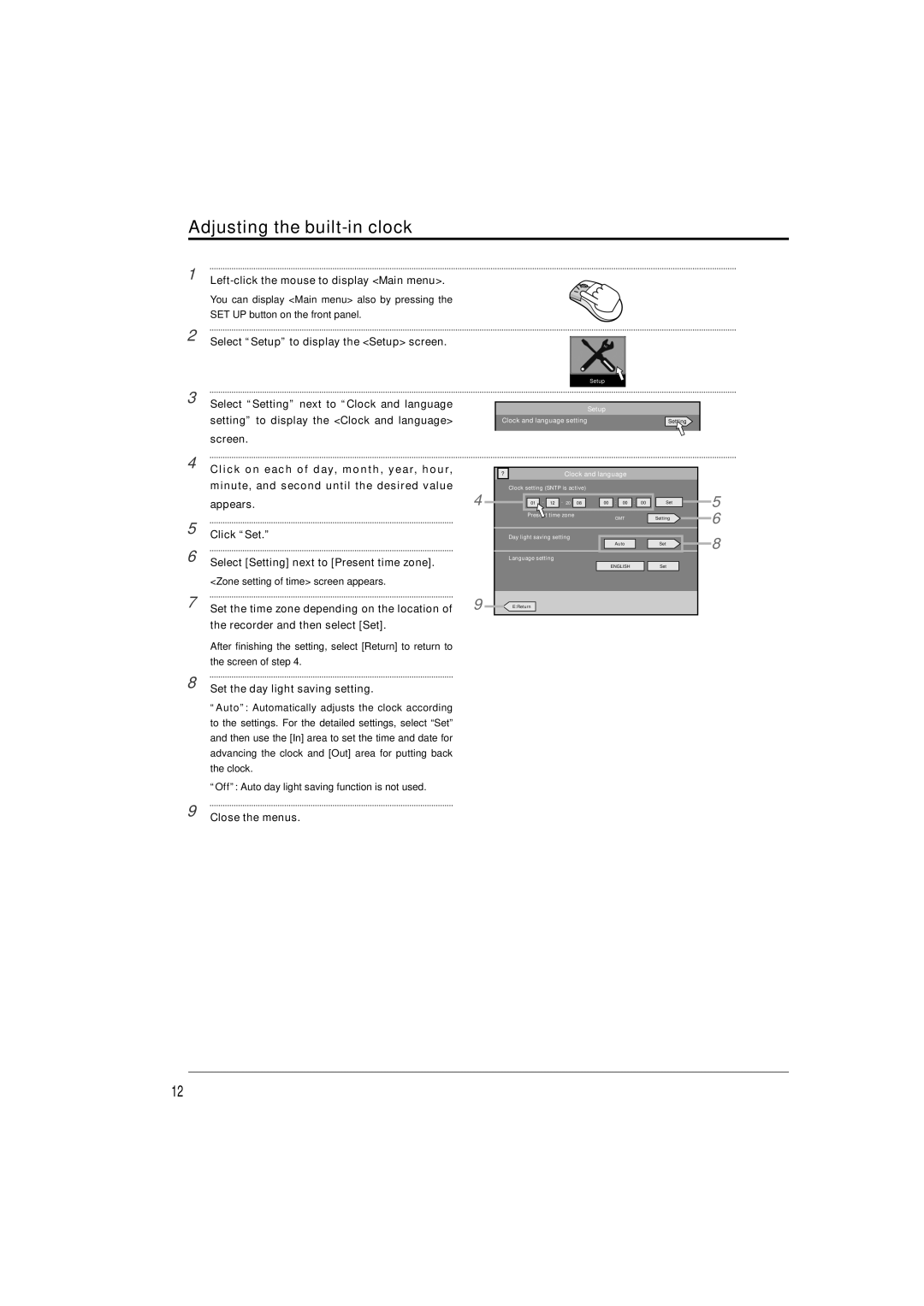 Nikon DX-TL5716E user manual Adjusting the built-in clock 