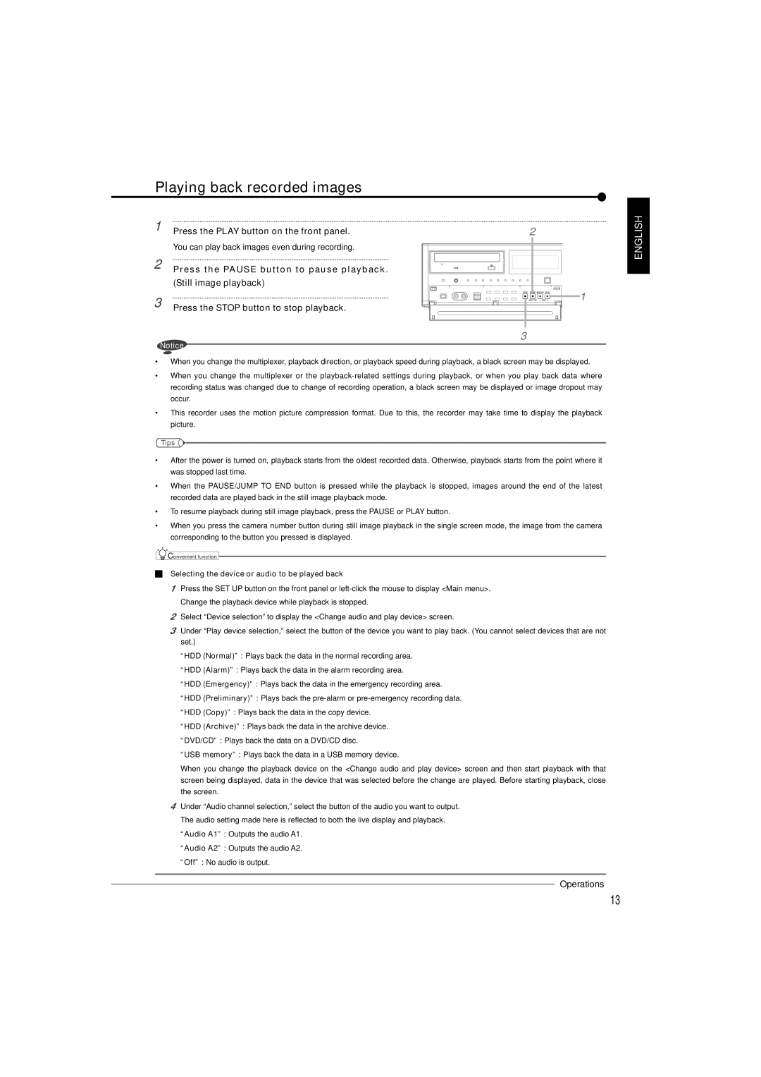 Nikon DX-TL5716E user manual Playing back recorded images, Press the Play button on the front panel, Still image playback 