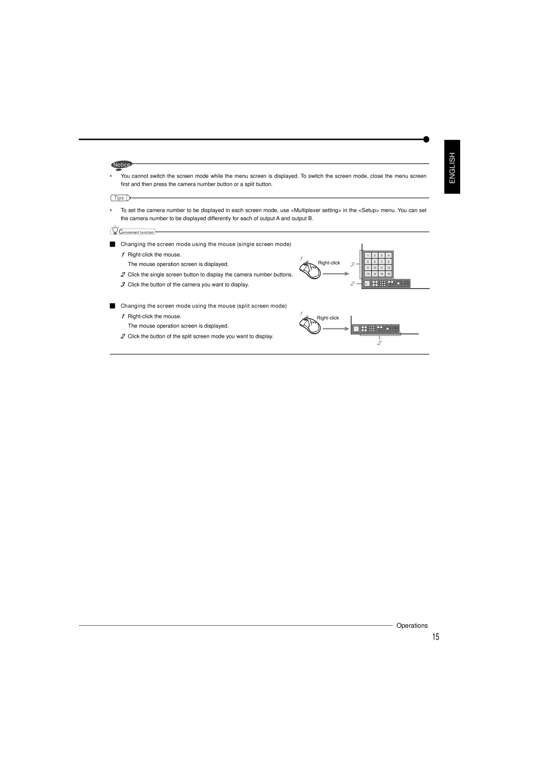 Nikon DX-TL5716E user manual Changing the screen mode using the mouse single screen mode 