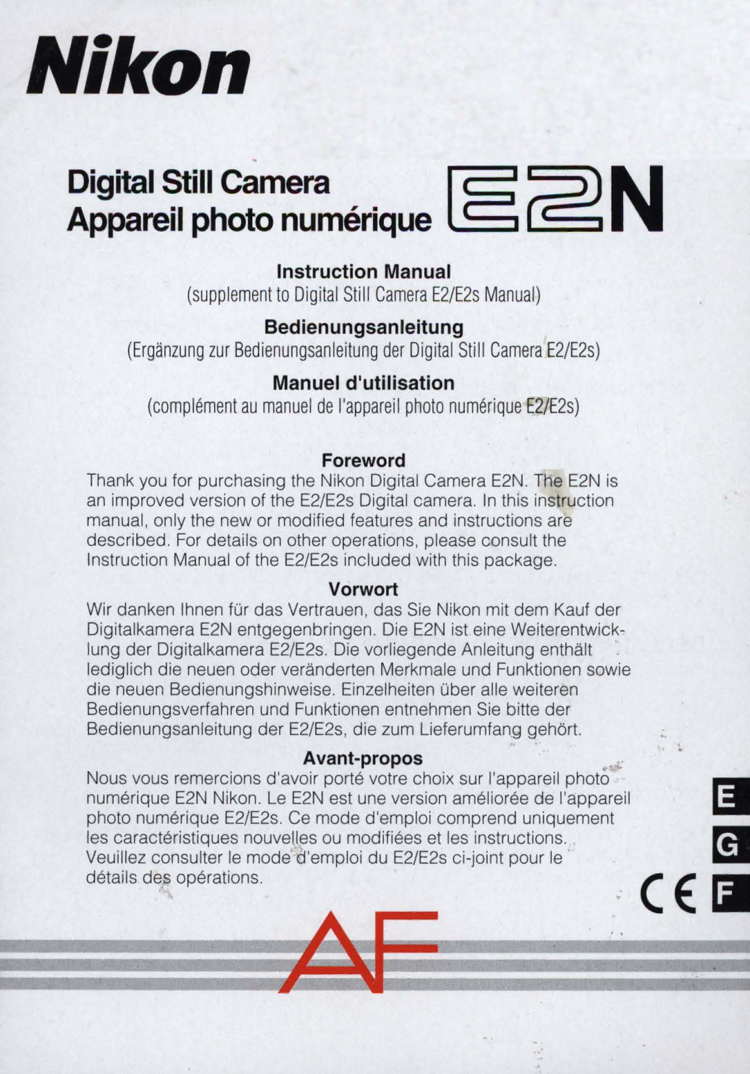 Nikon E2, E 2 s instruction manual Nikon 