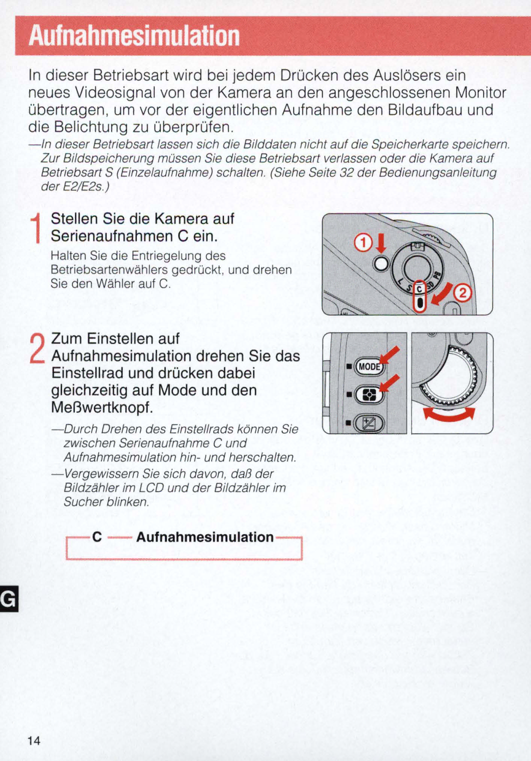 Nikon E 2 s, E2 instruction manual Stellen Sie die Kamera auf 1Serienaufnahmen C ein 