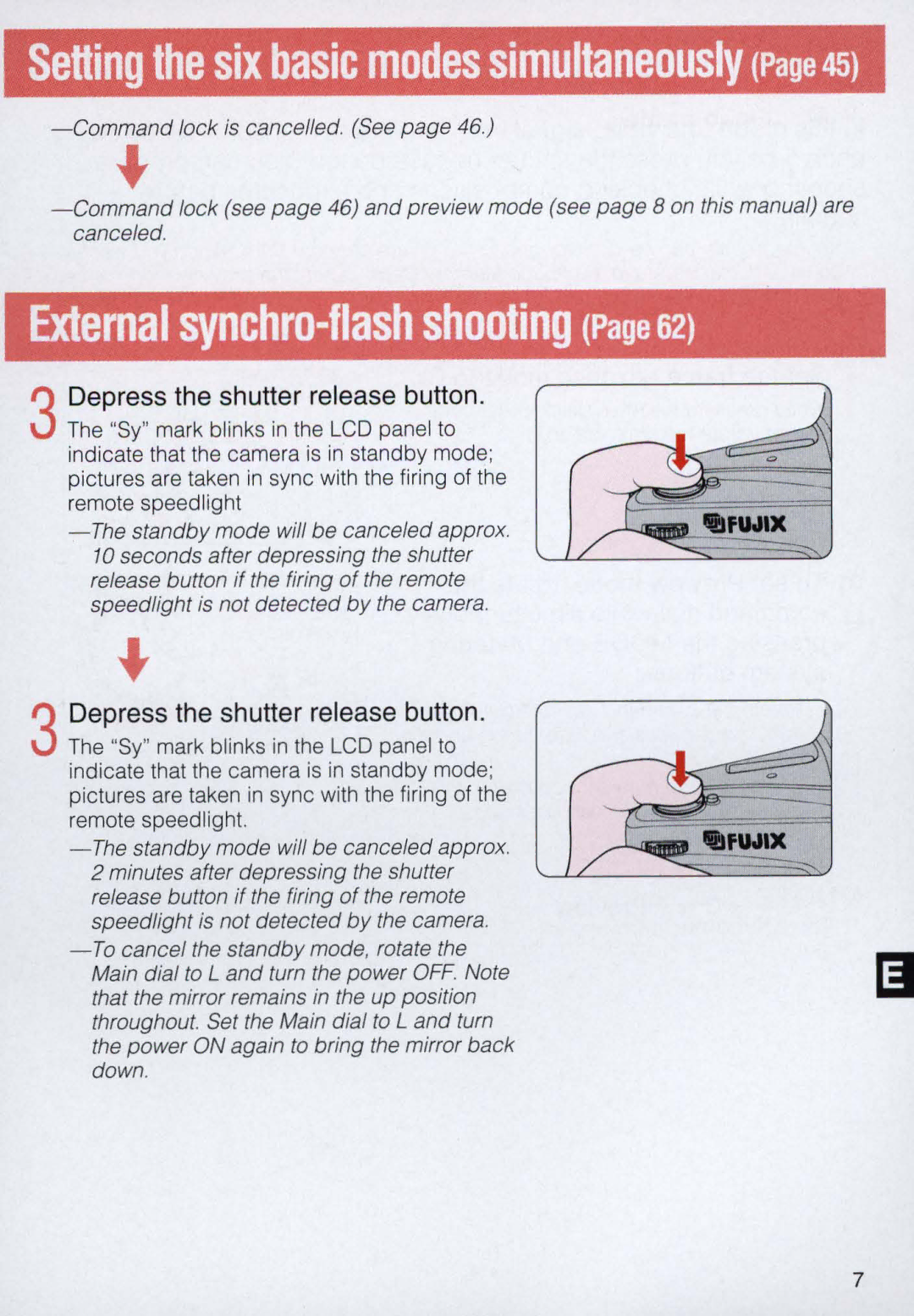 Nikon E2, E 2 s instruction manual Setting the six basic modes simultaneously, 3Depress the shutter release button 