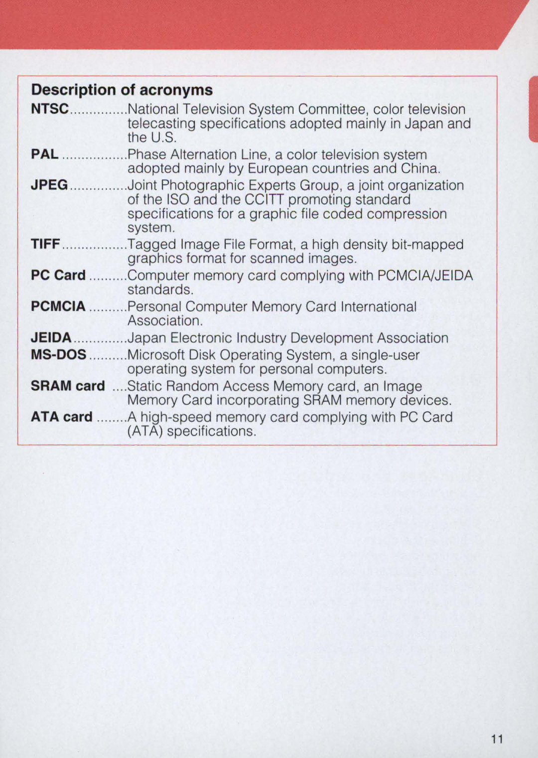 Nikon E2 instruction manual Description of acronyms, Ntsc 