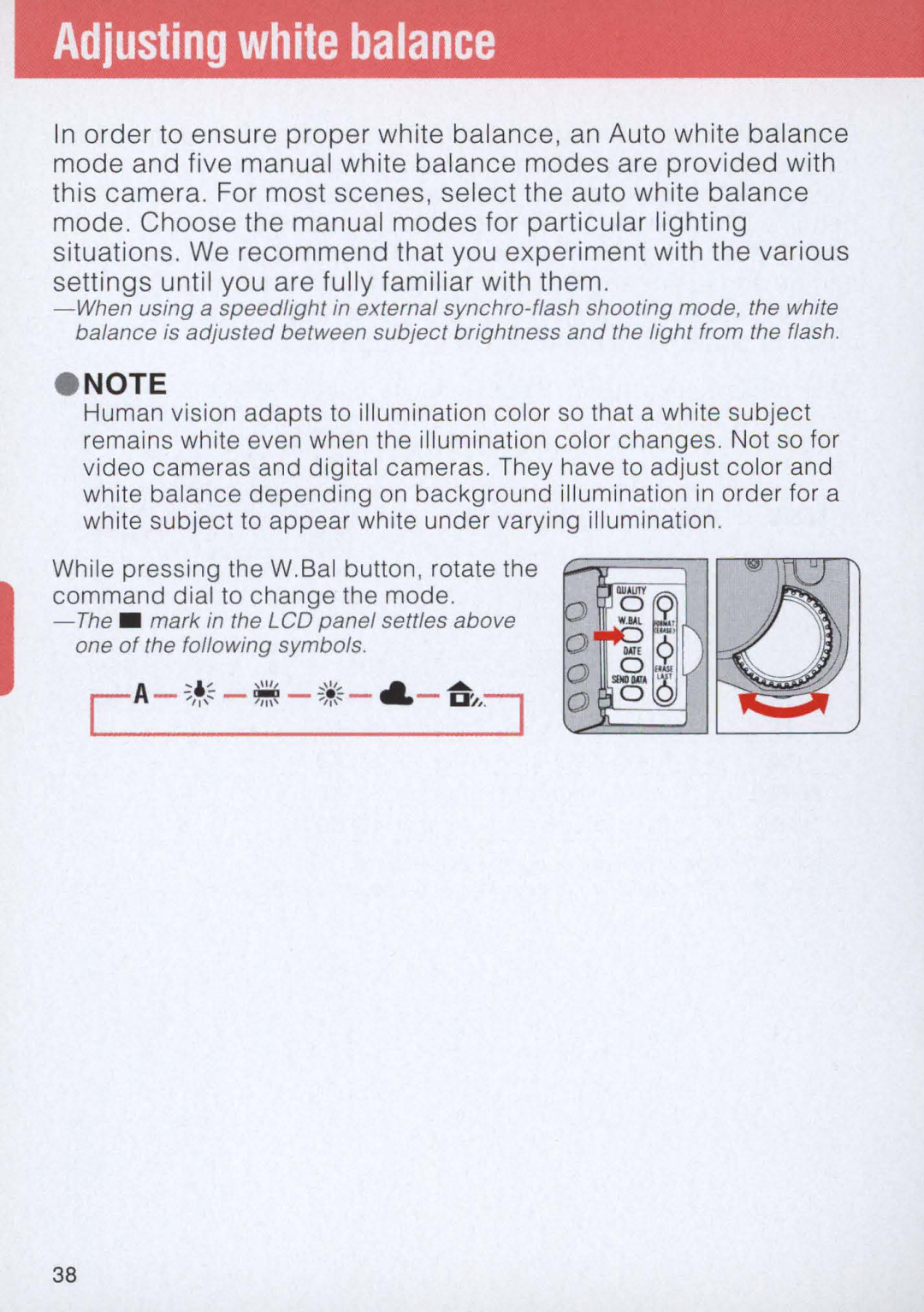 Nikon E2 instruction manual Adjusting white balance 