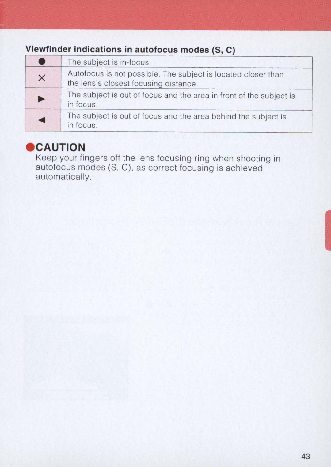 Nikon E2 instruction manual Viewfinder indications in autofocus modes 5 , C 