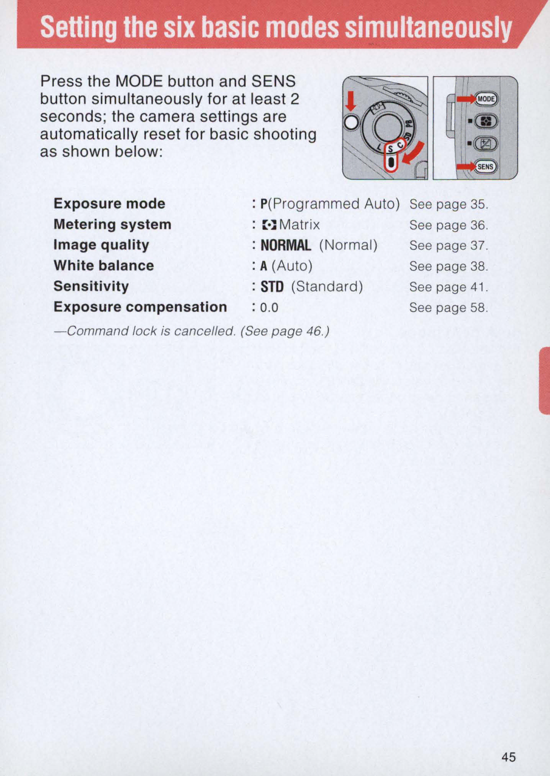 Nikon E2 instruction manual Exposure mode, Metering system, White balance, Exposure compensation 