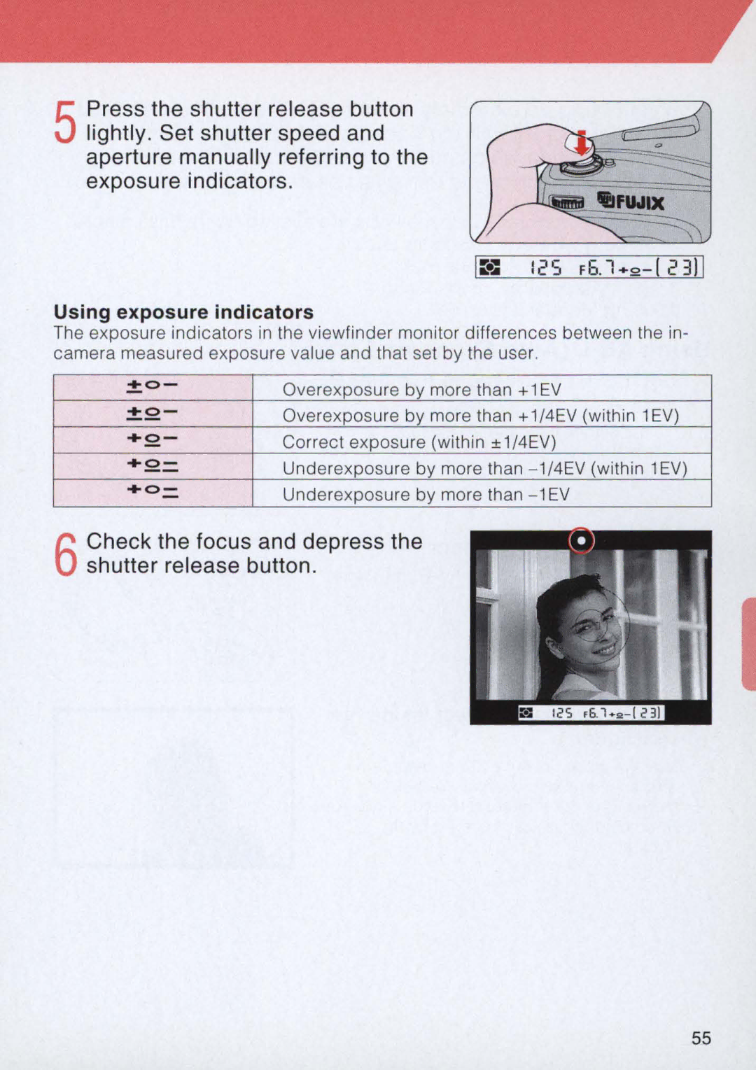 Nikon E2 instruction manual 6Check the focus and depress the shutter release button 