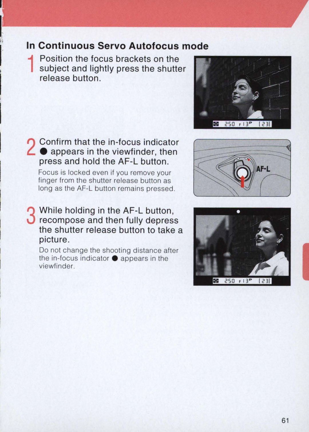 Nikon E2 instruction manual Continuous Servo Autofocus mode 