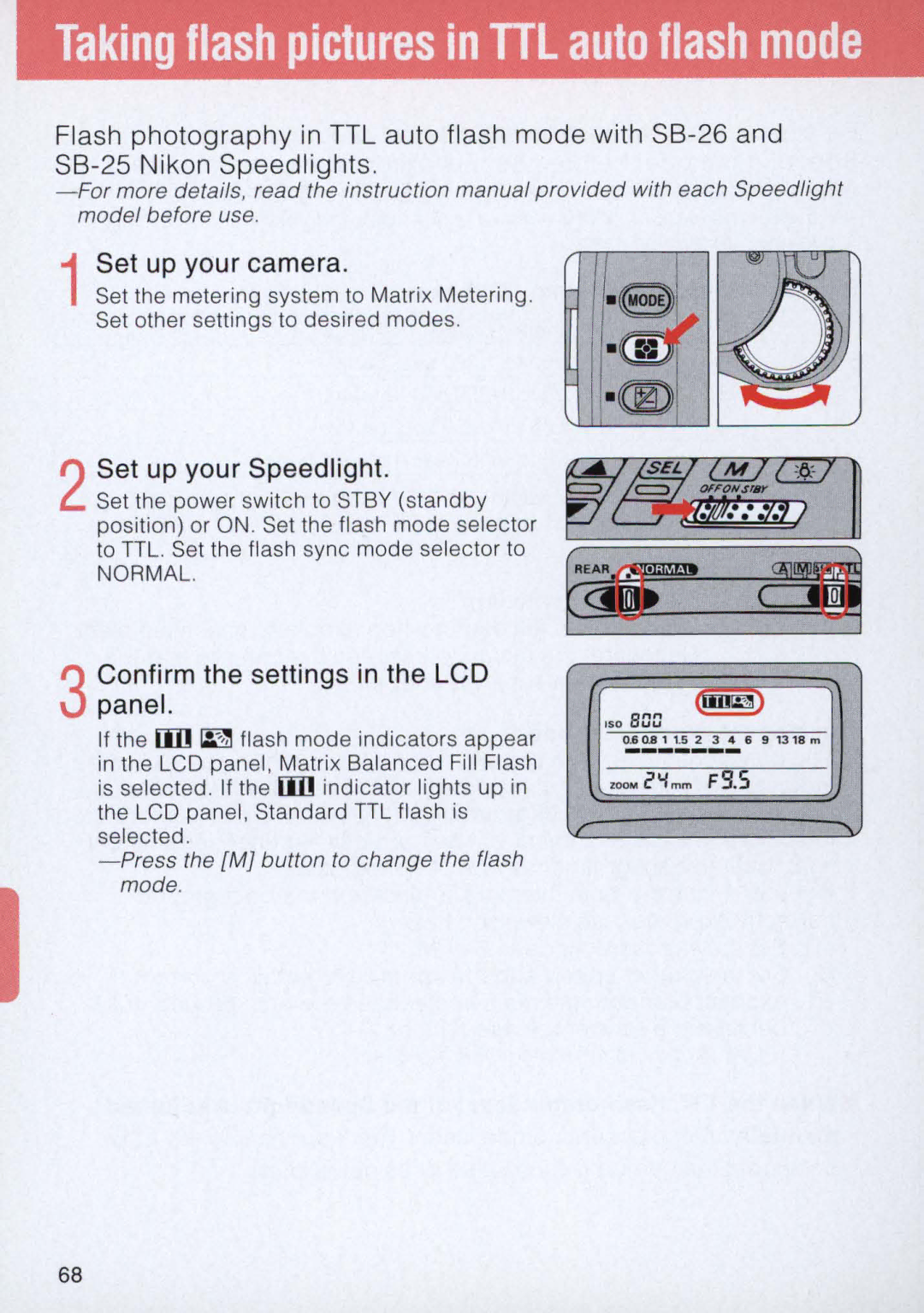 Nikon E2 instruction manual Set up your Speedlight, Confirm the settings in the LCD Panel 