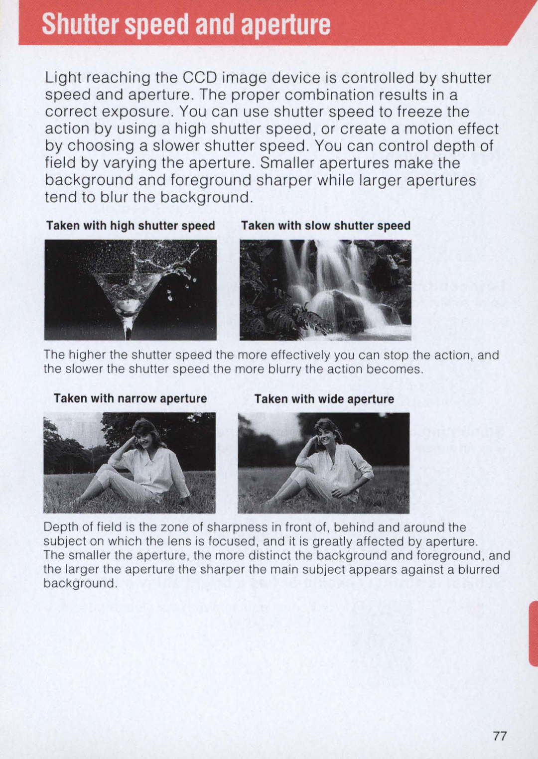 Nikon E2 instruction manual Shutter speed and aperture 