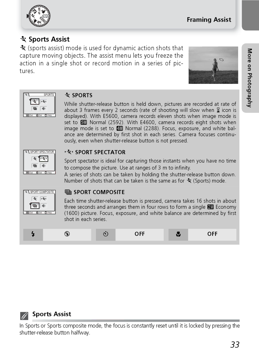 Nikon E4600, E5600 manual Sports Assist 