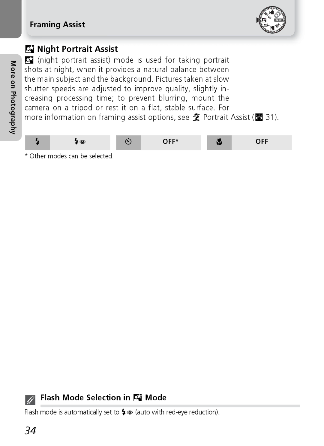 Nikon E5600, E4600 manual Night Portrait Assist, Flash Mode Selection in m Mode 