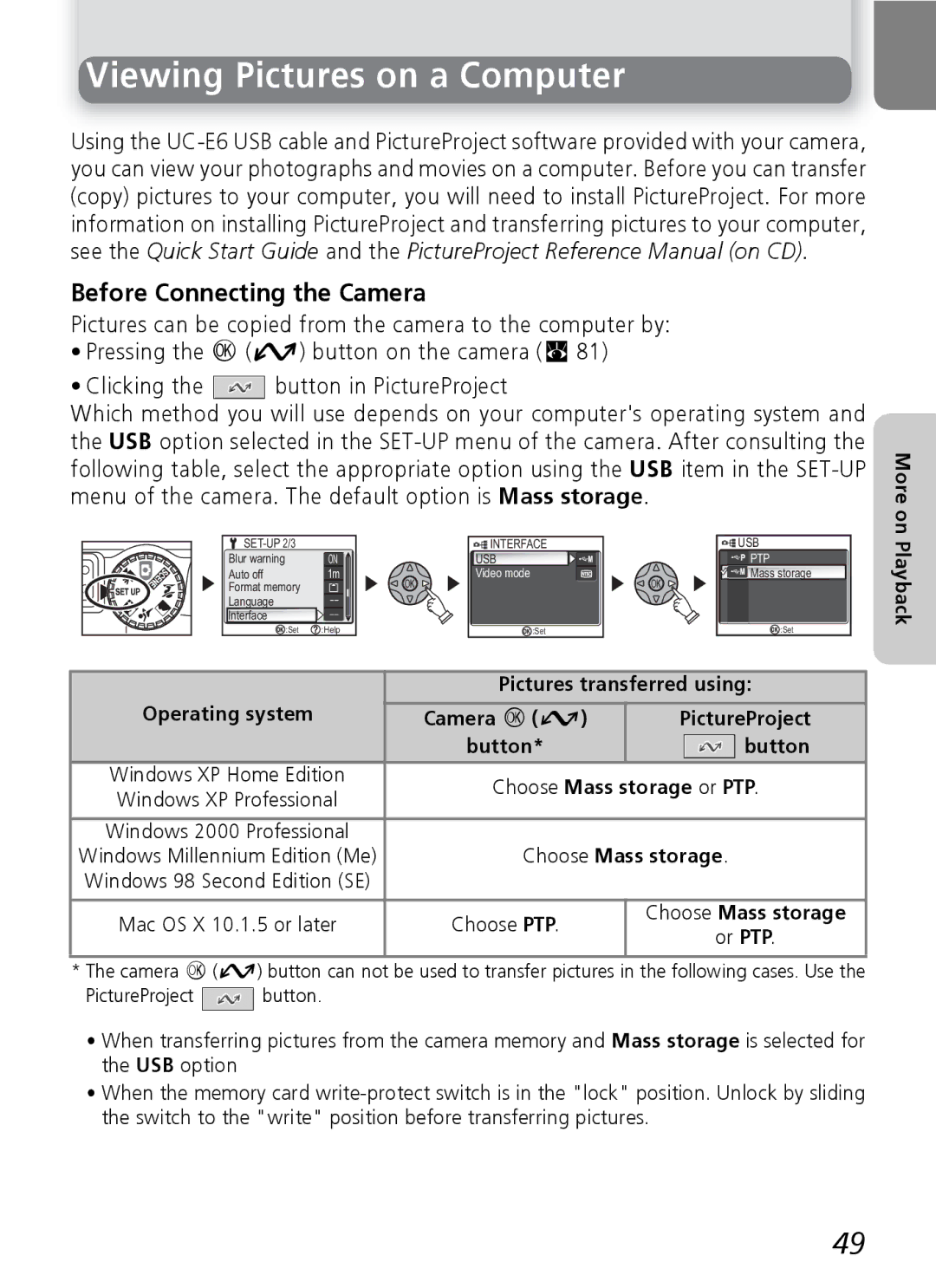 Nikon E4600, E5600 manual Viewing Pictures on a Computer, Before Connecting the Camera, Pictures transferred using, Button 