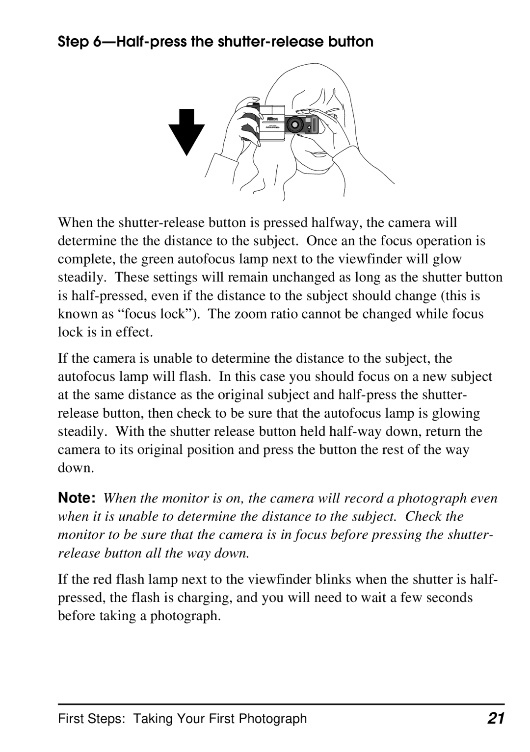 Nikon E900 manual Half-press the shutter-release button 