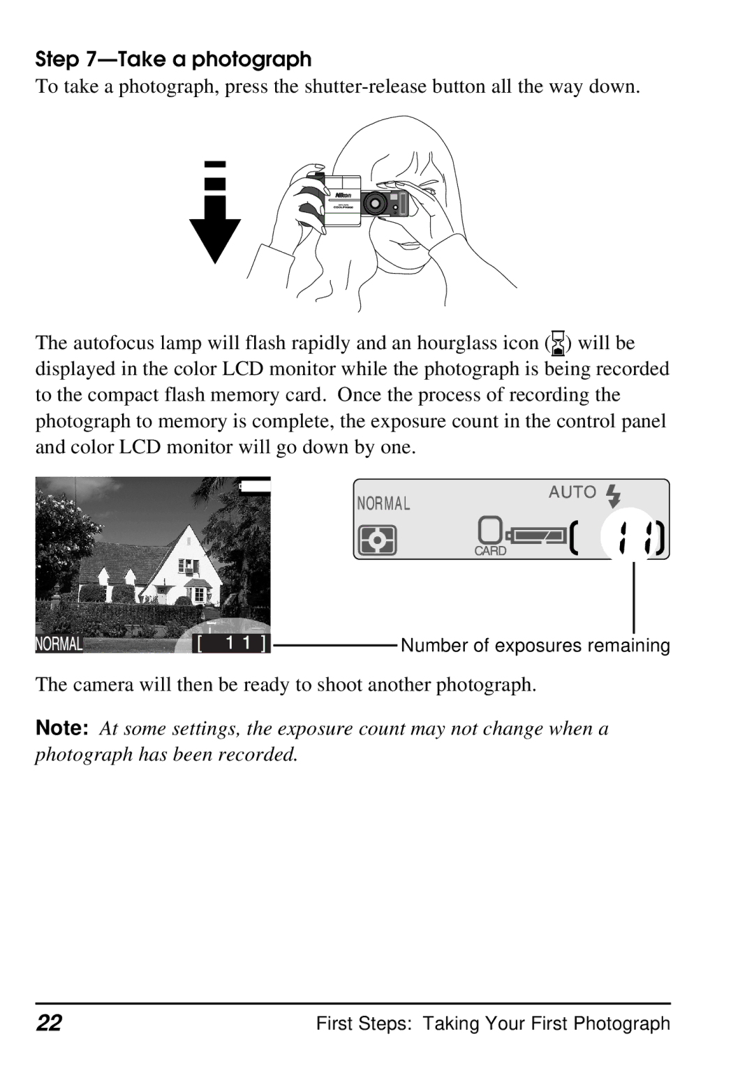 Nikon E900 manual Take a photograph 