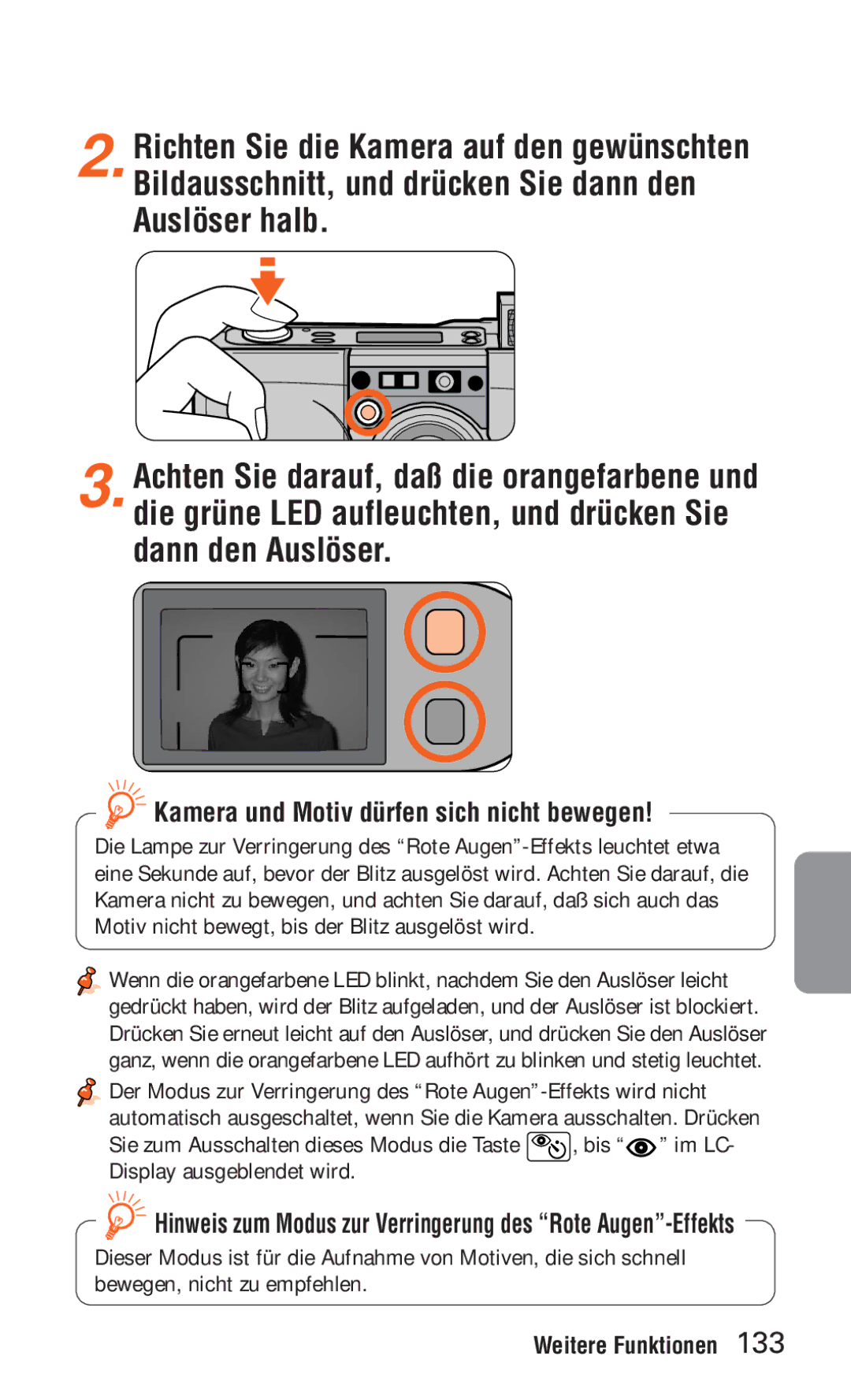 Nikon ED 120 instruction manual Kamera und Motiv dürfen sich nicht bewegen 