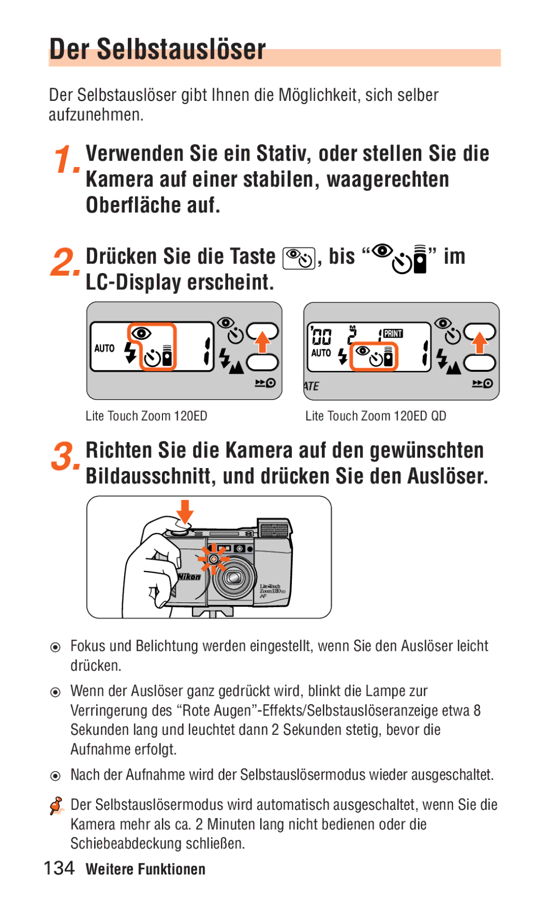 Nikon ED 120 instruction manual Der Selbstauslöser 