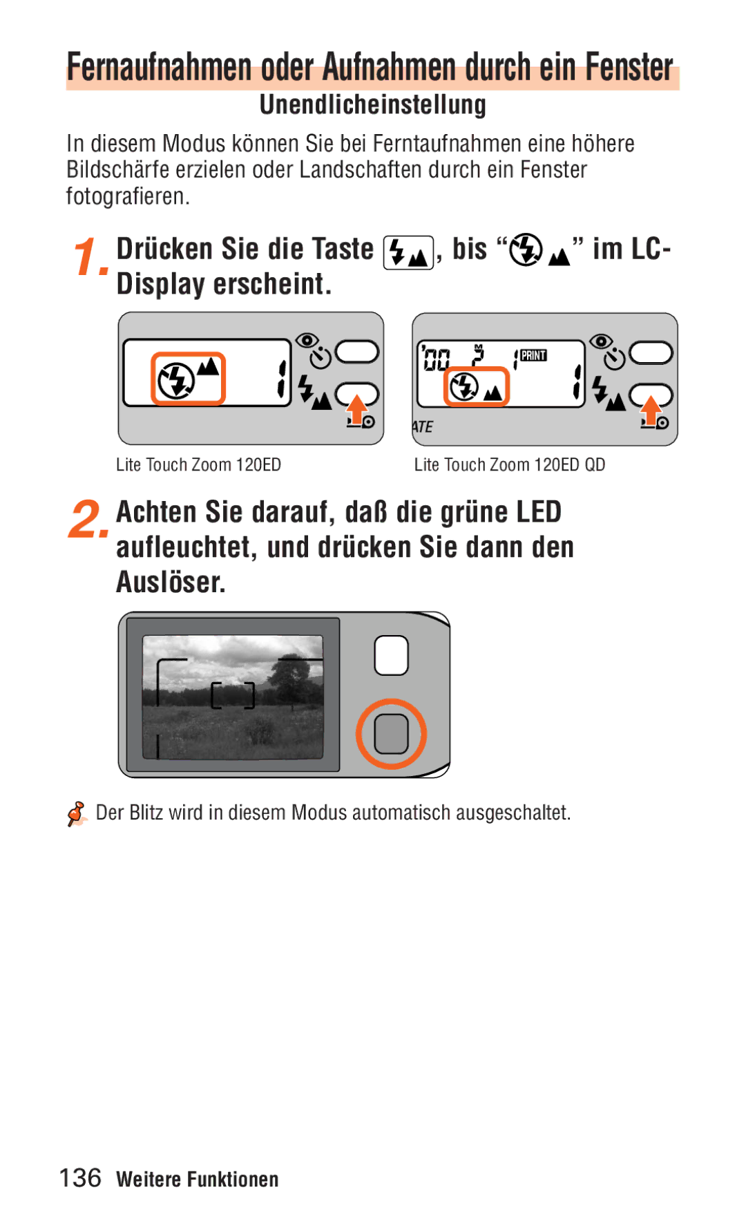 Nikon ED 120 instruction manual Drücken Sie die Taste Bis, Im LC 