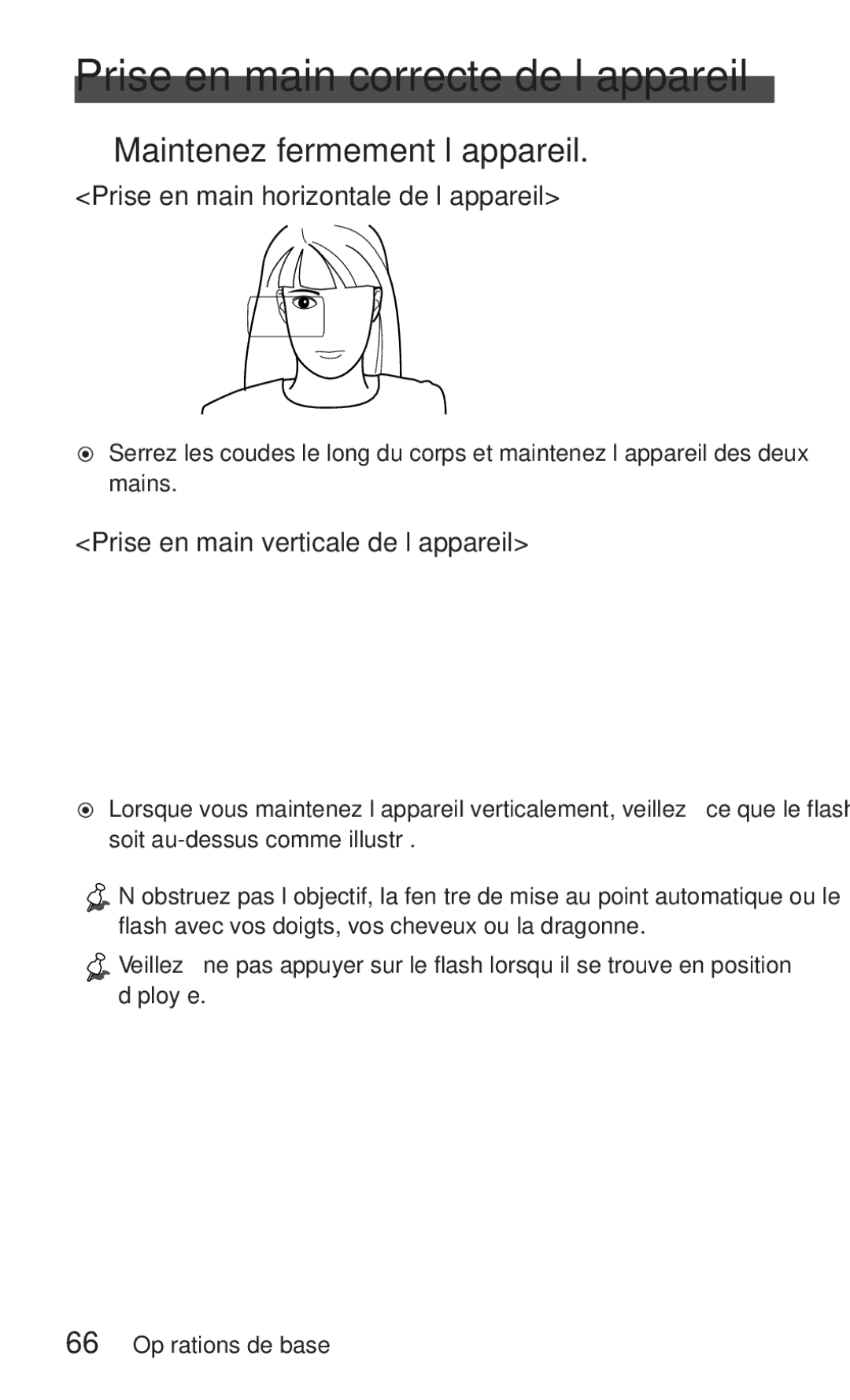 Nikon ED 120 instruction manual Prise en main correcte de l’appareil, Maintenez fermement l’appareil 