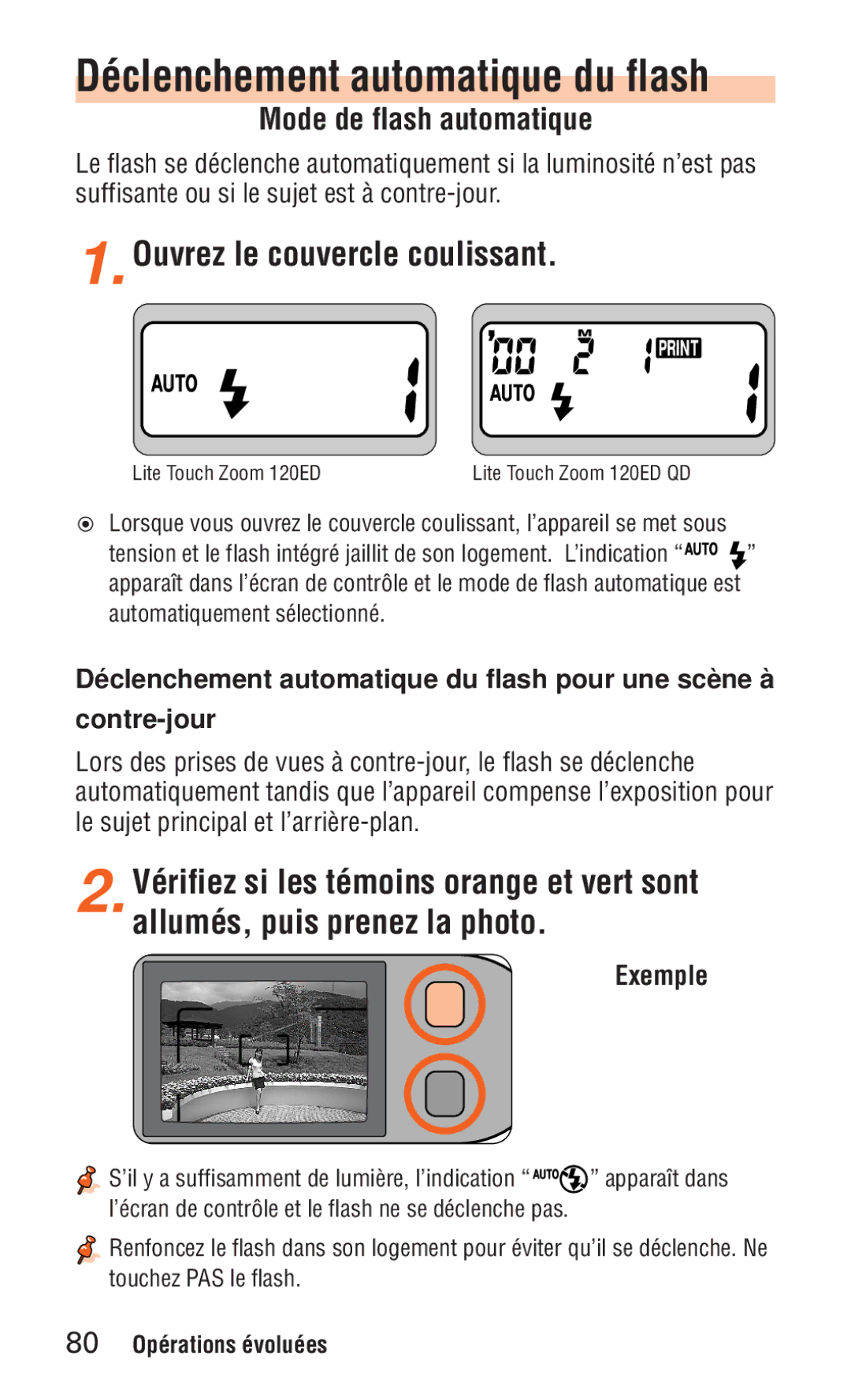 Nikon ED 120 instruction manual Déclenchement automatique du flash, Mode de flash automatique 