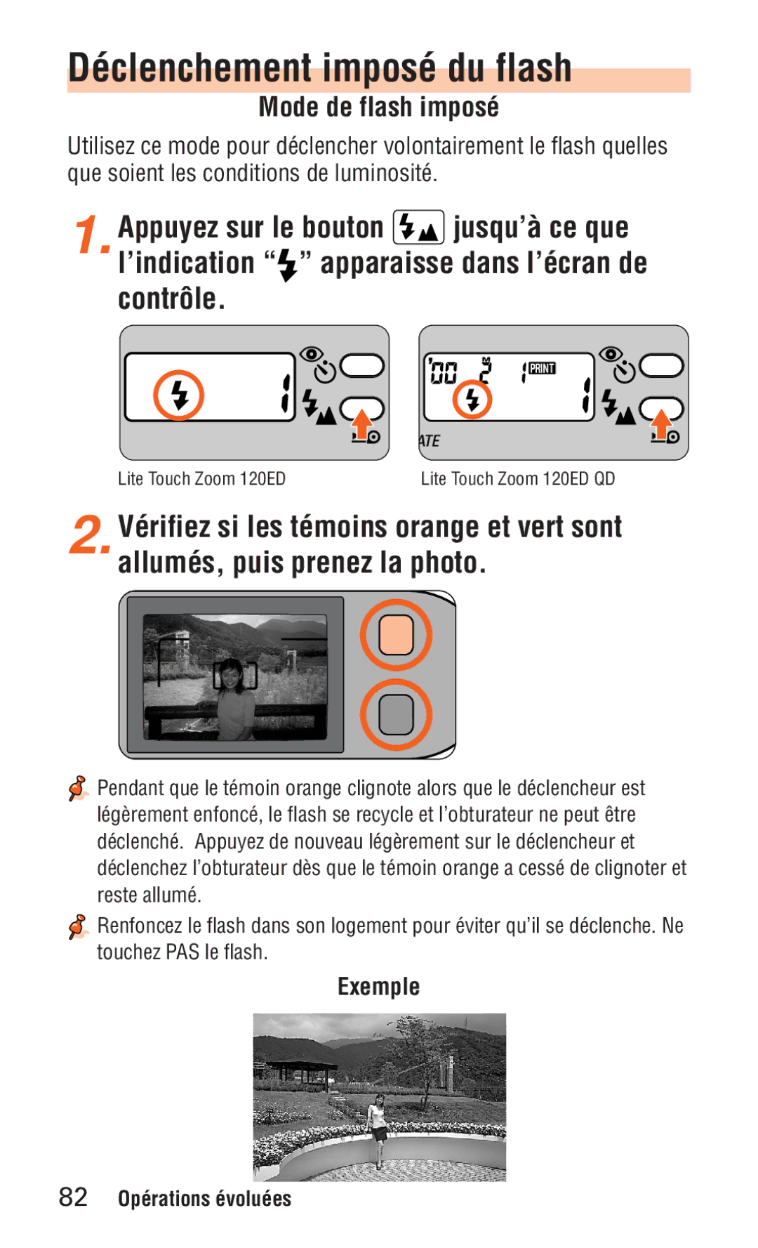 Nikon ED 120 instruction manual Déclenchement imposé du flash, Mode de flash imposé 