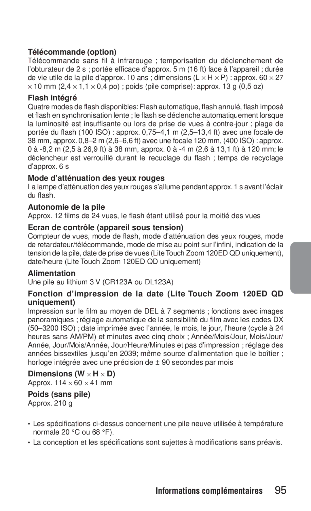 Nikon ED 120 instruction manual Mode d’atténuation des yeux rouges 