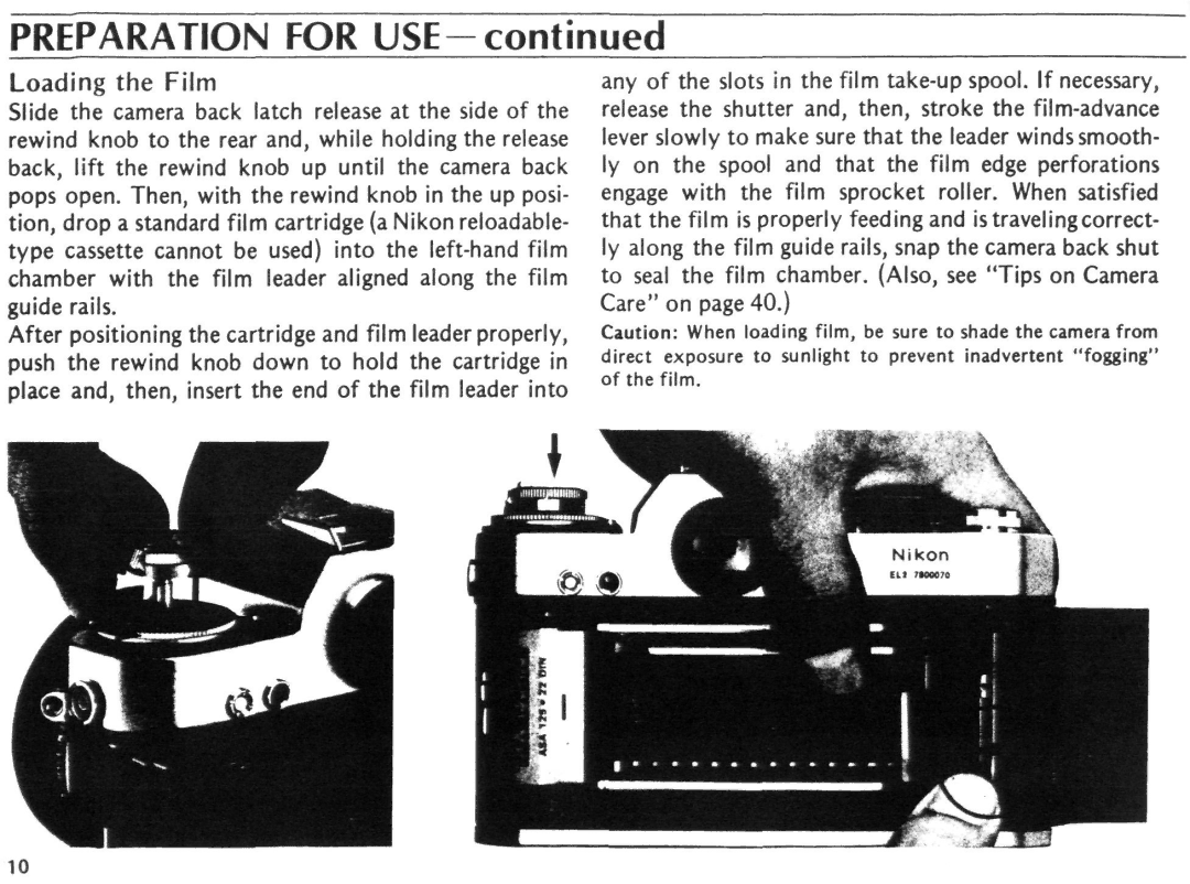 Nikon EL2 instruction manual Preparation for USE 