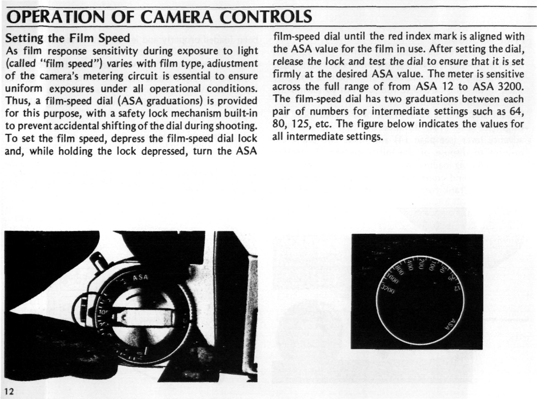 Nikon EL2 instruction manual Operation of Camera Controls, Setting the Film Speed 