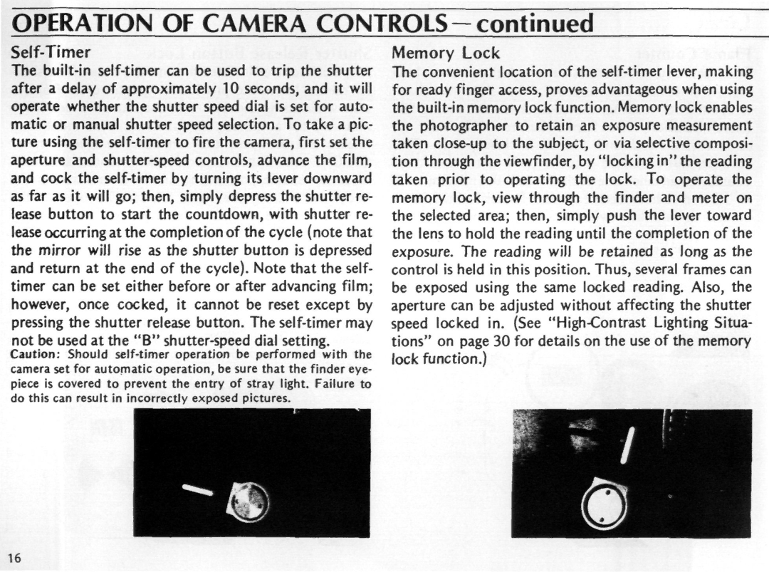 Nikon EL2 instruction manual Operation of Camera Controls 