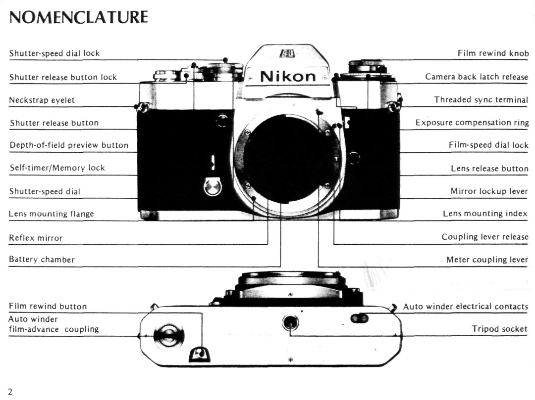 Nikon EL2 instruction manual Nomenclature 