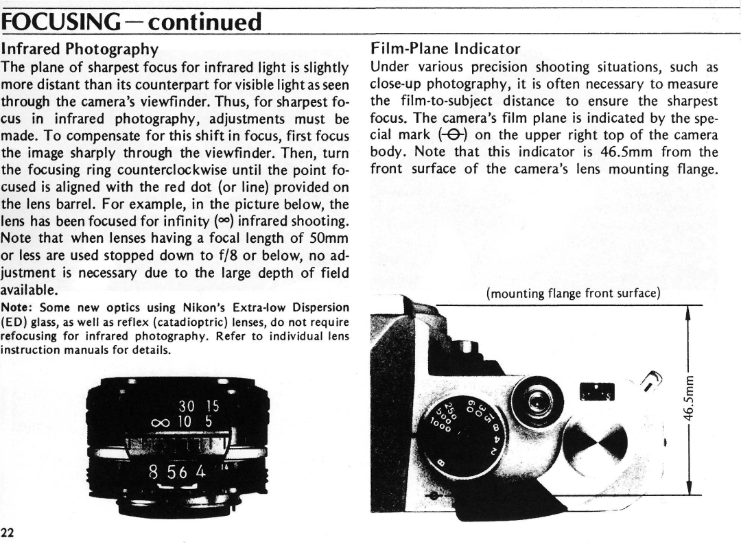 Nikon EL2 instruction manual Focusing, Infrared Photography 