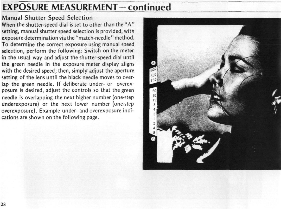 Nikon EL2 instruction manual Exposure Measurement, Manual Shutter Speed Selection 