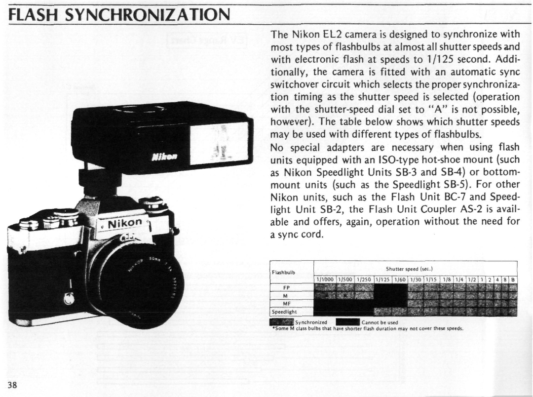 Nikon EL2 instruction manual Flash Synchronization, Nikon 