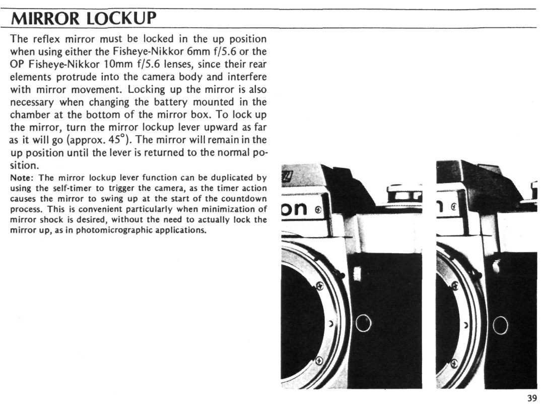 Nikon EL2 instruction manual Mirror Lockup 