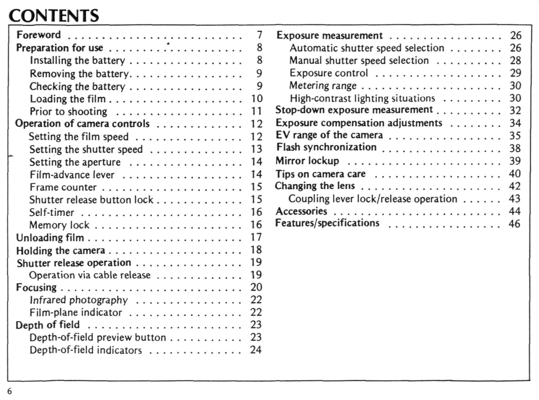 Nikon EL2 instruction manual Contents 