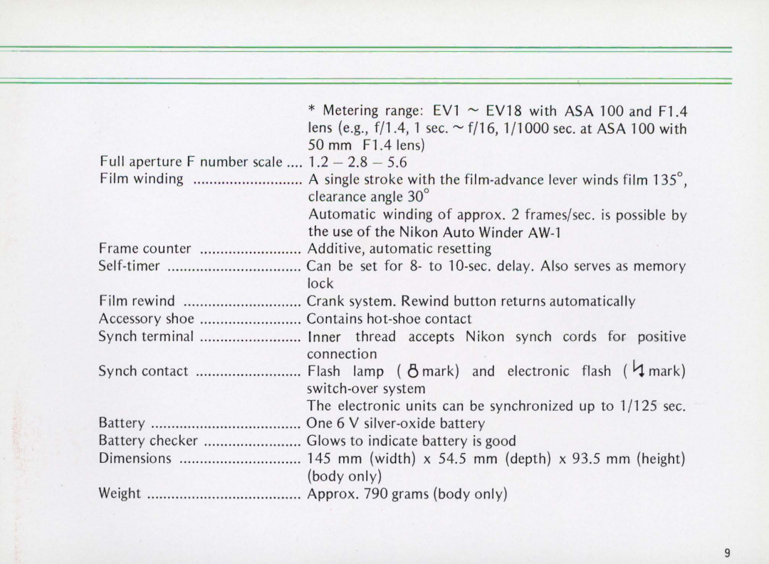 Nikon Elw instruction manual Synch cords for positive 