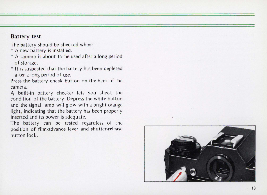 Nikon Elw instruction manual Battery test 