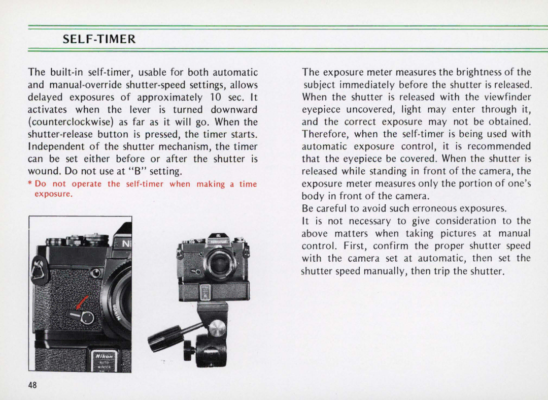 Nikon Elw instruction manual Self-Timer 