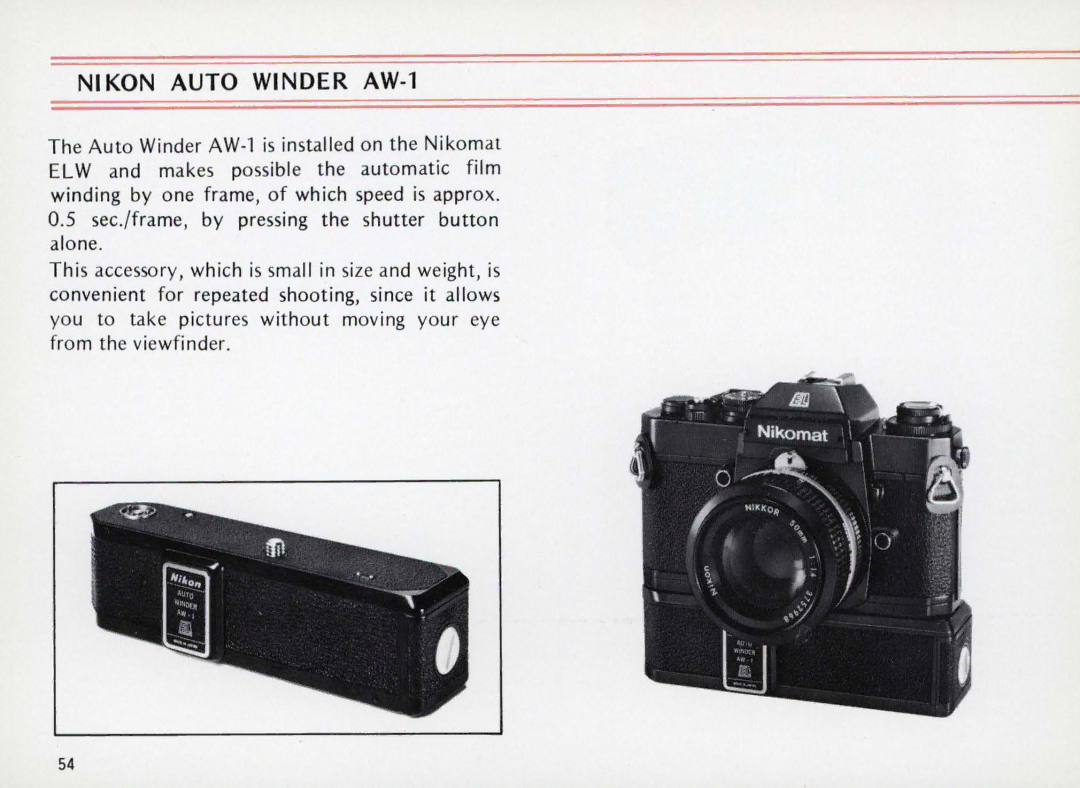 Nikon Elw instruction manual Nikon Auto Winder AW-l 