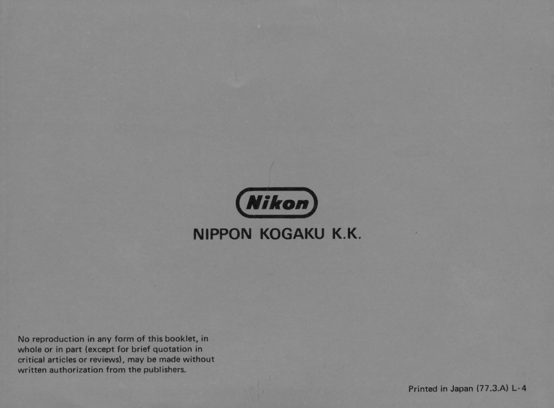 Nikon Elw instruction manual Nikon 